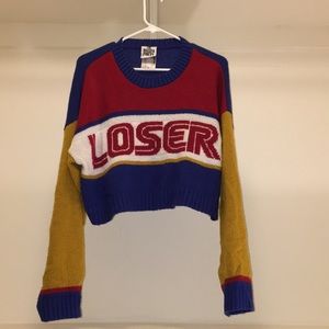Retro “LOSER” Cropped Sweater